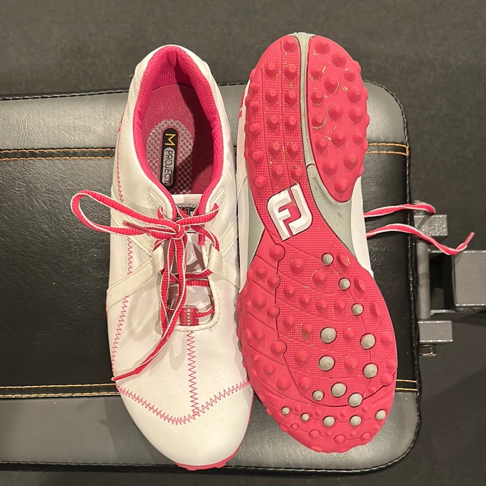 FootJoy Athletic Shoes White and Pink with Enhanced Traction